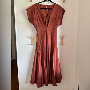 Free People Outta Here Midi Dress, color “Maple Coffee”